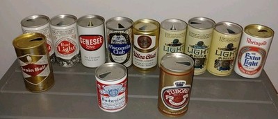 Vintage Beer Cans Lot of 12 EMPTY Open Mixed Brands Collection Genesee Pearl
