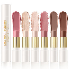 6 Colors Cream Contour Sticks Set, Shades with Highlighter, Bronzer and Blush, D