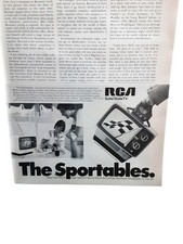 1975 RCA Sportables Portable Black White TV Television Vintage Print Ad