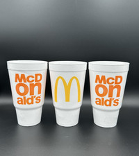 3 Vintage McDonald  s Styrofoam Soda Iced Tea Cups 6 3/4" Tall