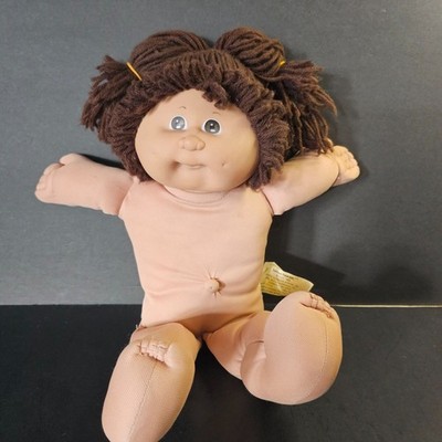 Vtg 1978 1982 Cabbage Patch Doll Long Brown Hair Brown Eyes No Clothes 