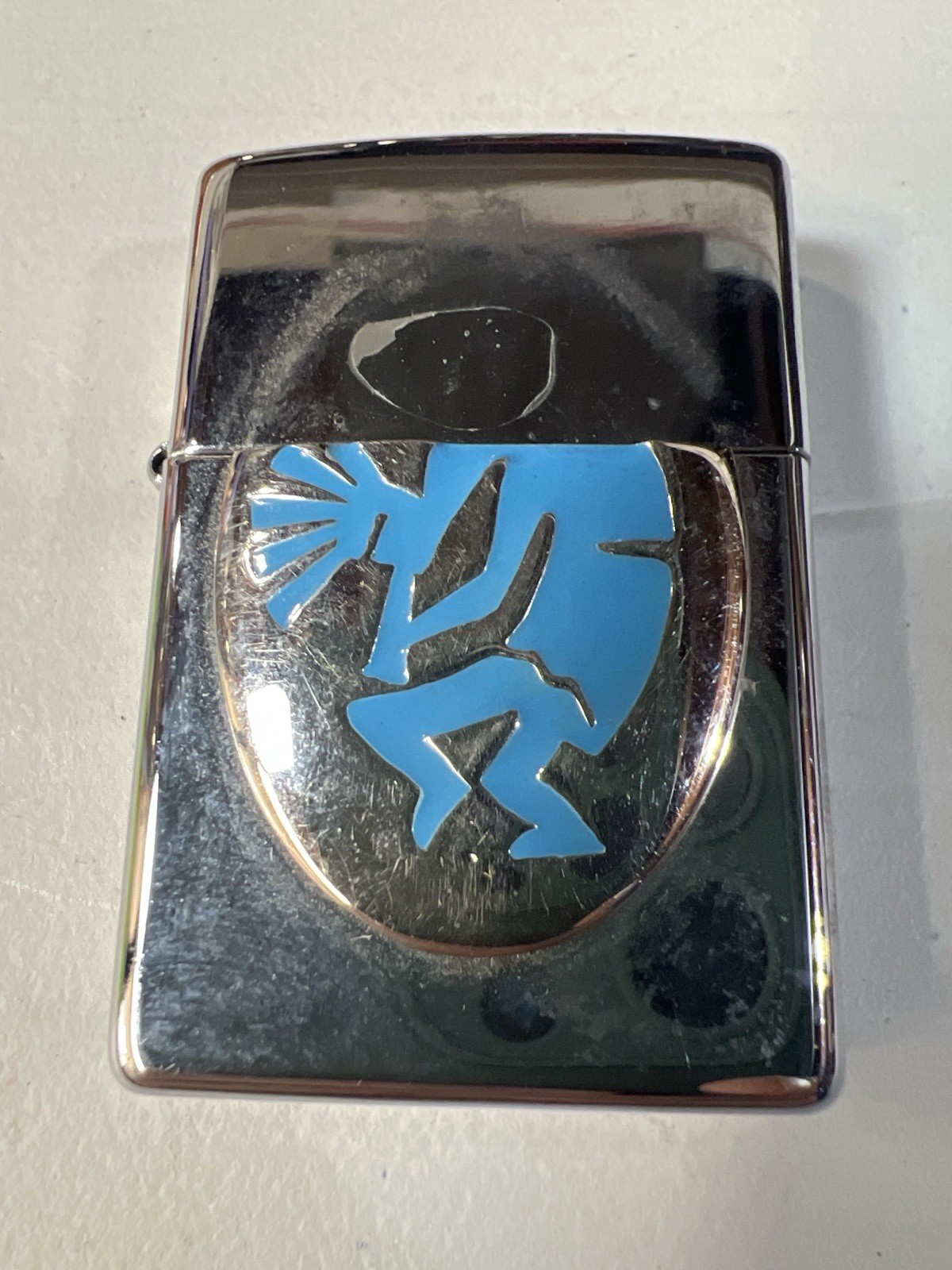 Kokopelli Turquoise Inlay Bradford Pa Usa Chrome Windproof