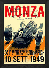 1949 Monza Grand Prix Framed Wall Art Poster Canvas Print Picture