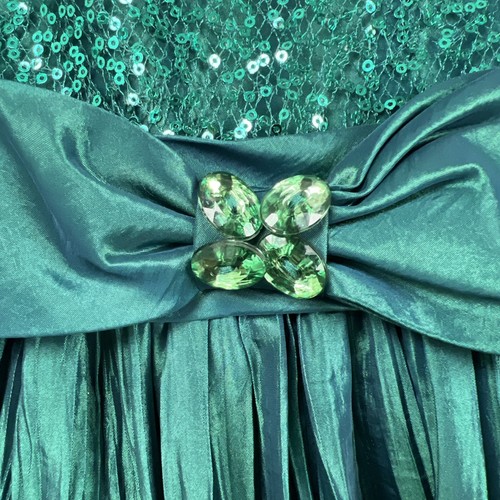 Bloome Party Dress Girls size 12 Sequined Pleated Flowy Green - Picture 2 of 12