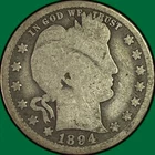 1894-O Barber Quarter Good G Coin #46786