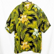 Tommy Bahama "Special Rum Camp" Mens Tropical Silk Button Up Shirt Size XL Green