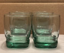4 Libbey Carrington Double Rocks Tumblers 12 oz Spanish Green Old Fashioned
