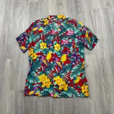 Vintage Fast Breakers Hawaiian Shirt Men's Medium Floral Hawaii Short Sleeve 90s
