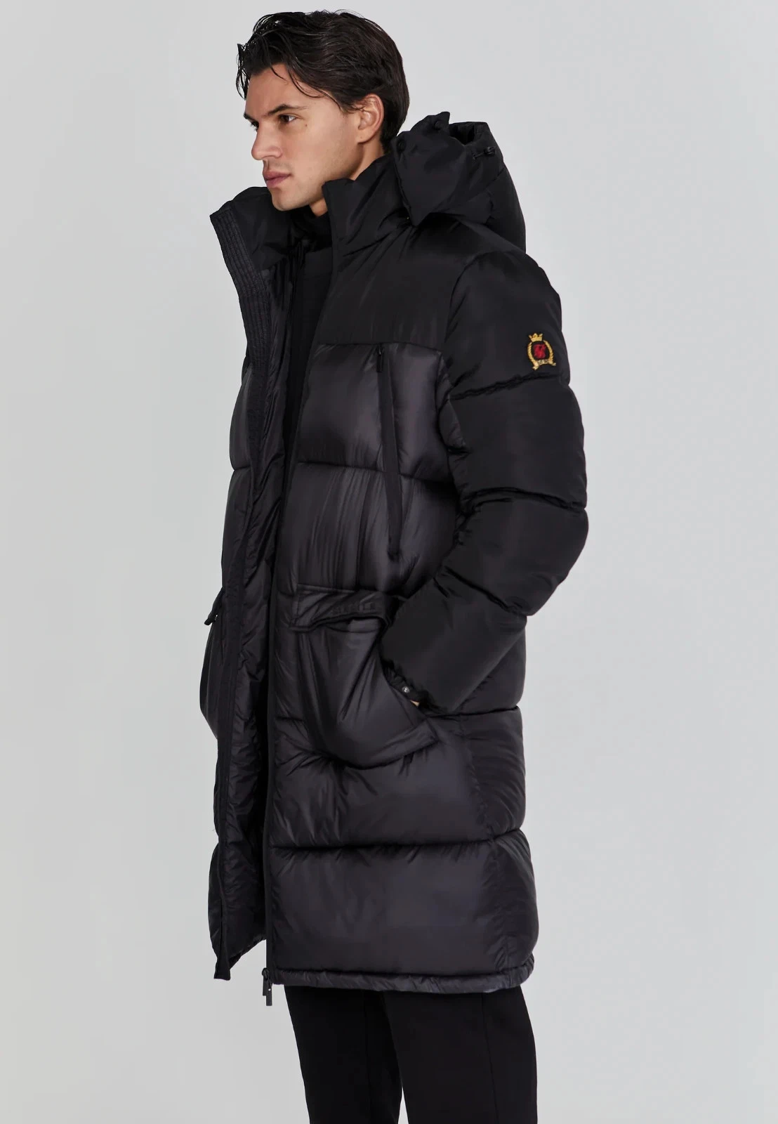 SikSilk Men's Black Puffer Coat - Medium