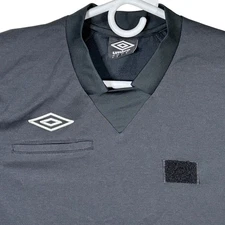 Umbro Black Short Sleeve Soccer Referee Coach Sports Jersey Shirt Mens Medium