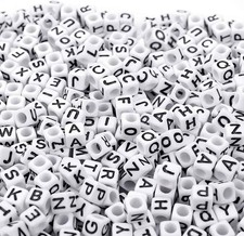 Augshy 700PCS White Letter Beads Alphabet for Making 6 mm x 6 mm,