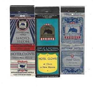 3 Hotel Clovis   Matchcovers  Clovis, New Mexico