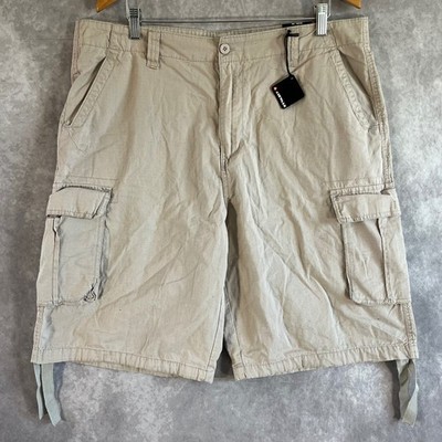 Airwalk Cargo Shorts Mens 38 Platinum Stone Ripstop Cotton Summer Skater NEW