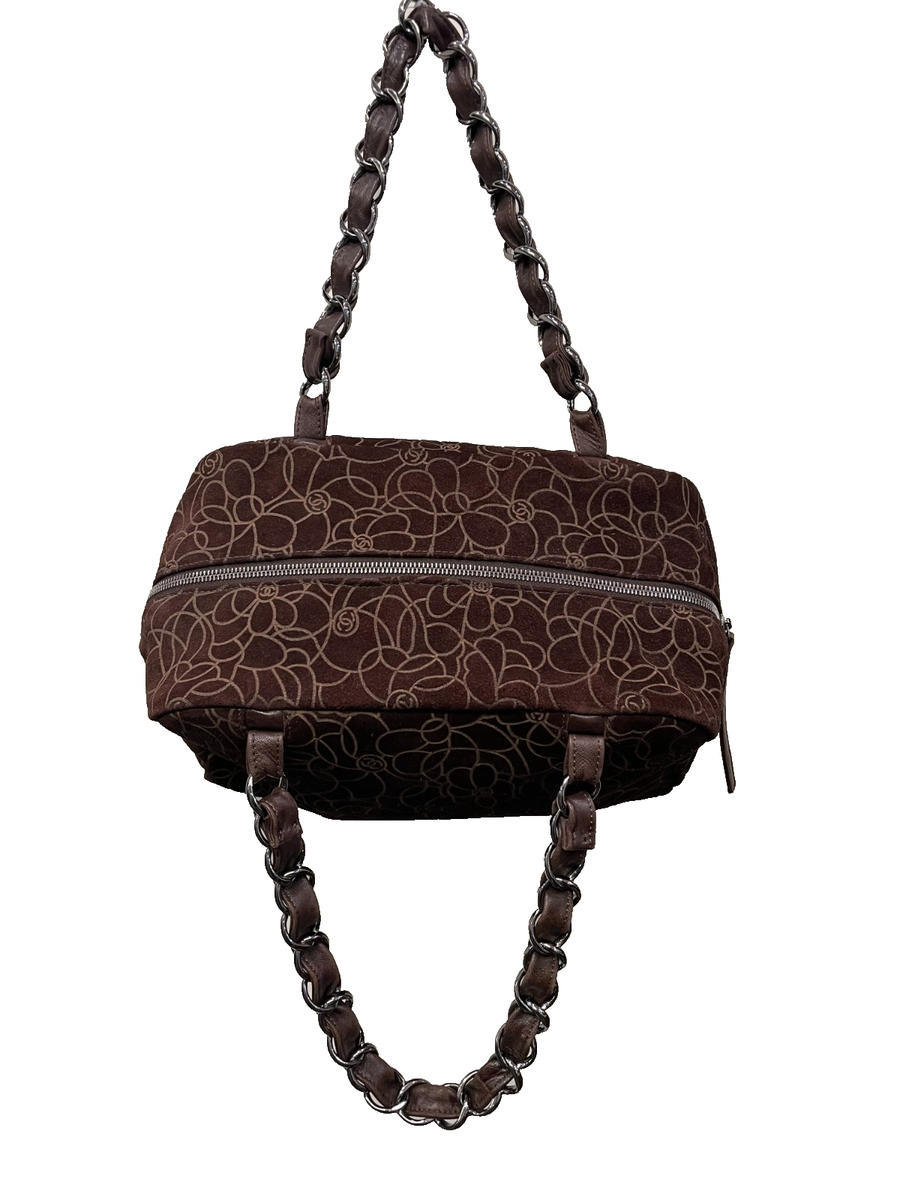 Chanel Vintage Brown Suede Camellia Flower Chain Shoulder Bag | eBay