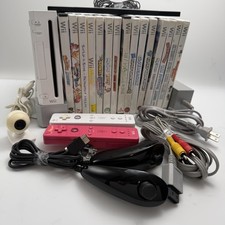 Nintendo Wii Console Bundle White RVL-001 (GameCube Compatible) 15 Games & More