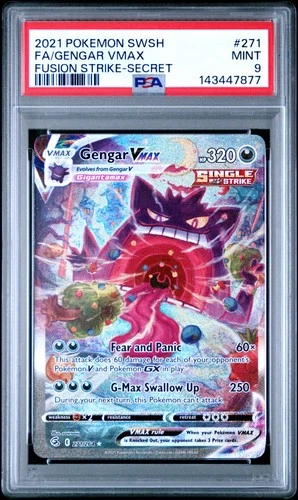 2021 POKEMON SWORD & SHIELD FUSION STRIKE SECRET #271 FULL ART/GENGAR VMAX PSA 9