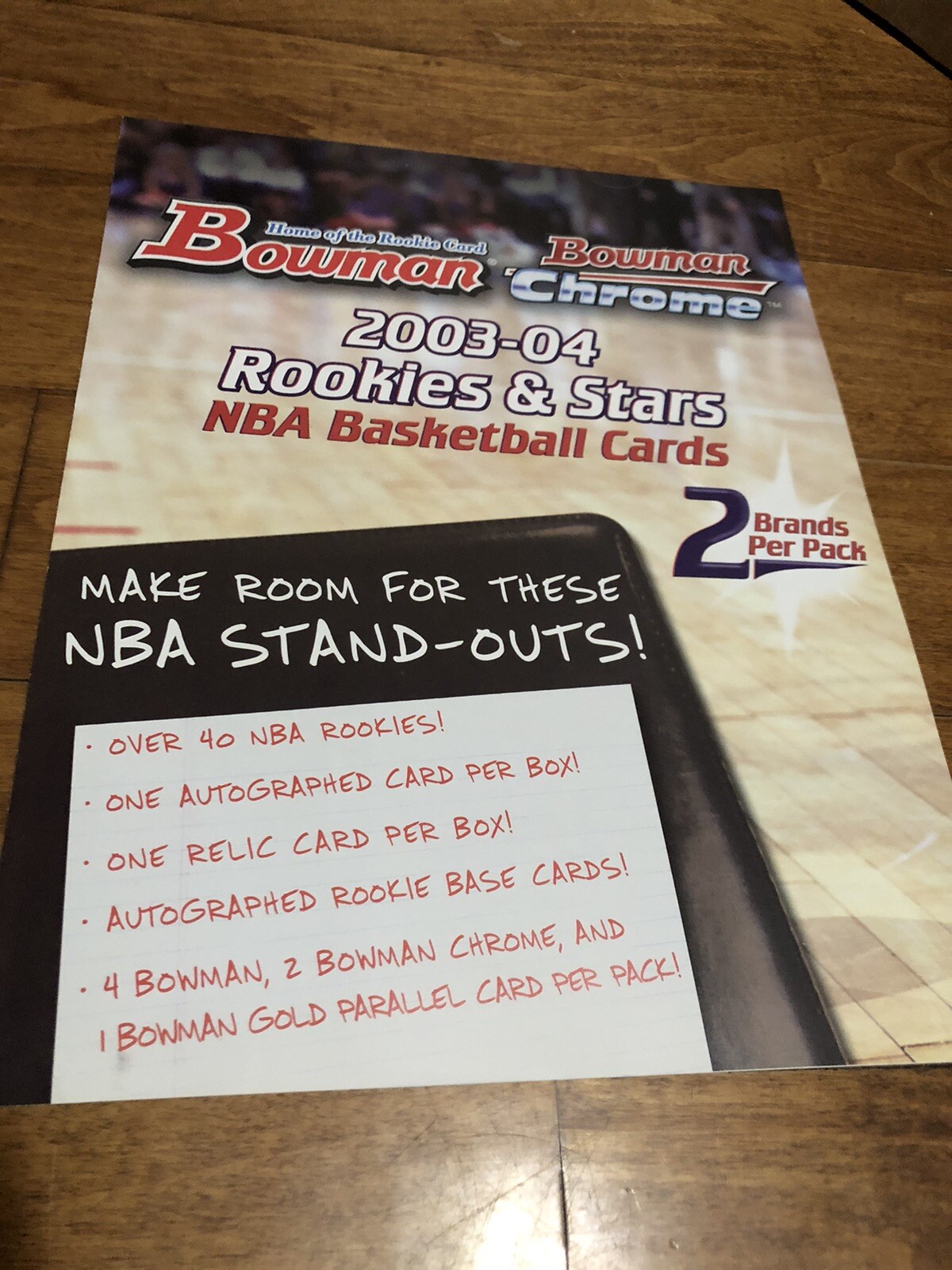 2003-04 BOWMAN CHROME ROOKIES & STARS SELL SHEET PROMO AD LEBRON JAMES RC YR