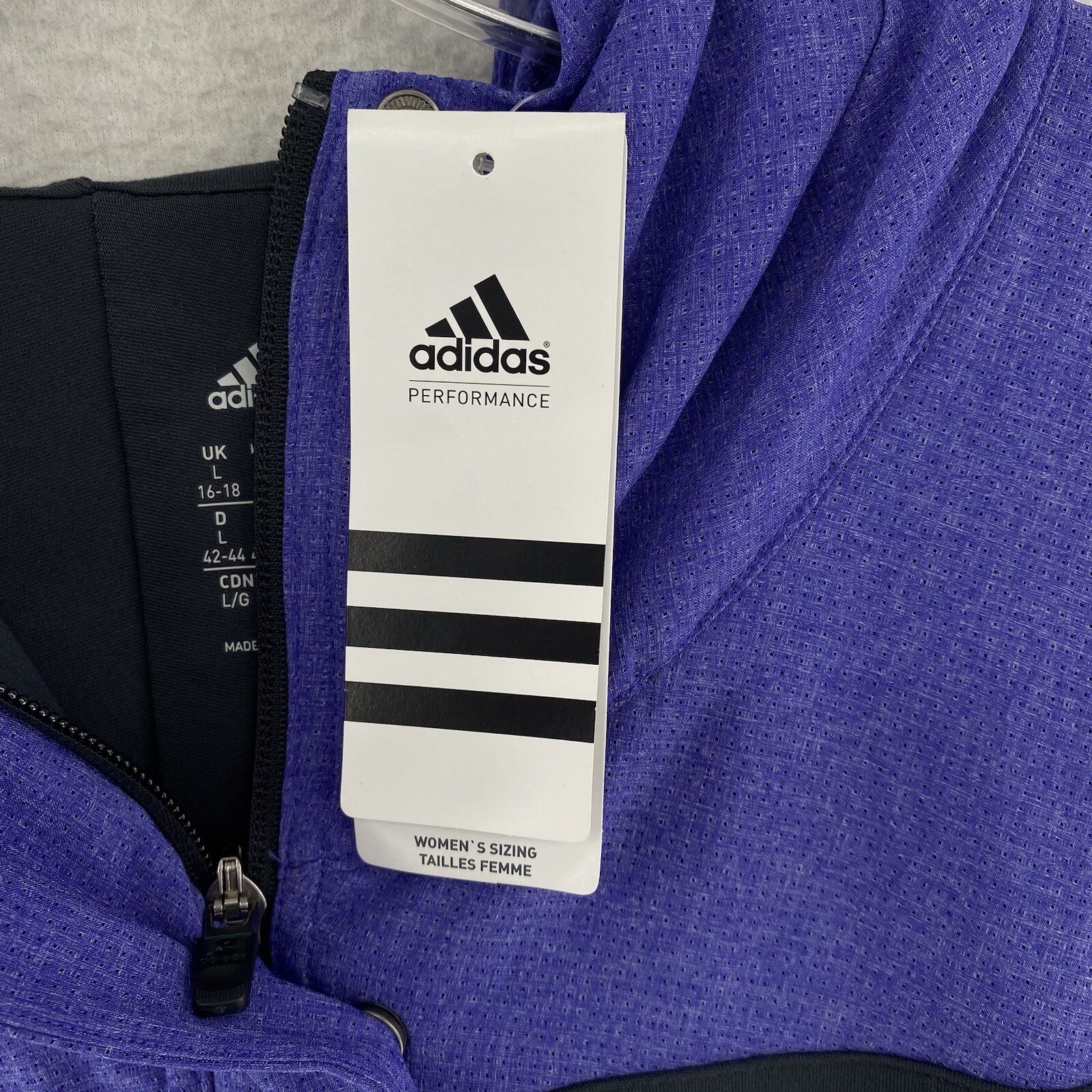 Adidas Womens Woven Long Sleeve Hooded Full Zip Jacket Size L Purple Gray F94999 thumbnail 8