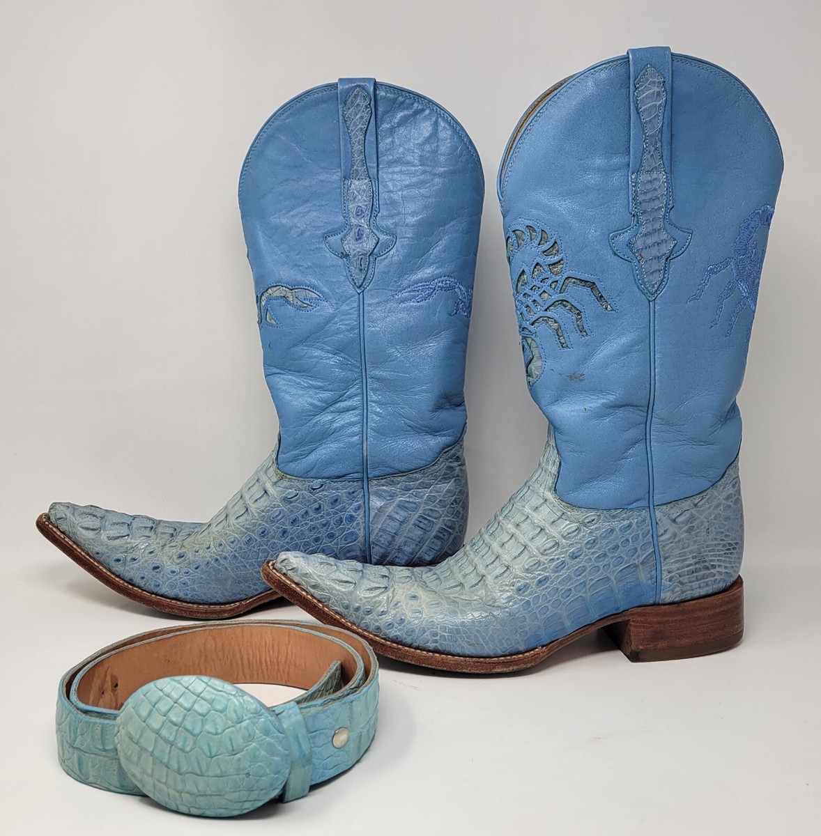El Alacran De Durango Blue Croc Leather Western Wear Cowboy Boots  Scorpions
