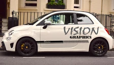 Fiat 500 Abarth Car Side Skirt Stickers Decal Graphics Stripe Grande