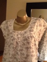 Adonna 100% Cotton Nightgown Knee Lenght Floral Gray Medium Cap Sleeve Adonna 100% Cotton Nightgown Knee Lenght Floral Gray Medium Cap Sleeve