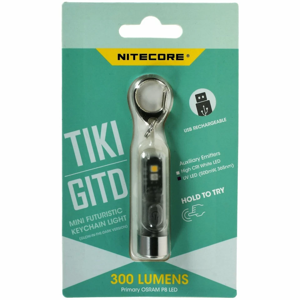 Schlüsselanhänger-Taschenlampe Nitecore TIKI GITD - Glow in the Dark, mit Micro
