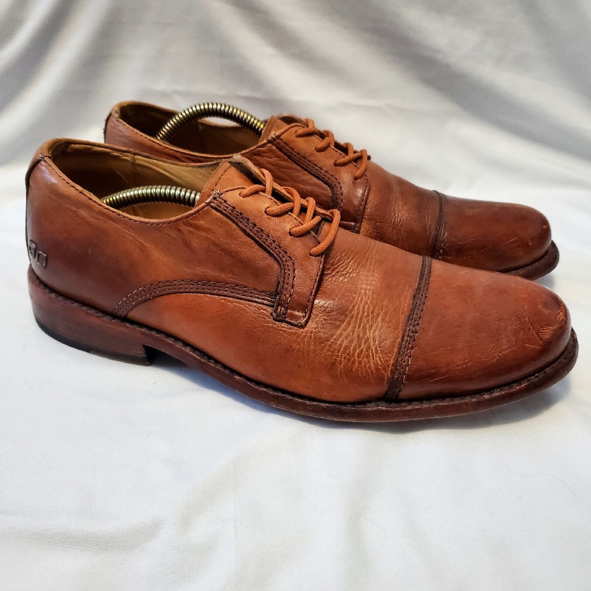 Bed Stu Distressed Brown Leather Cap Toe Oxfords Men display picture 1