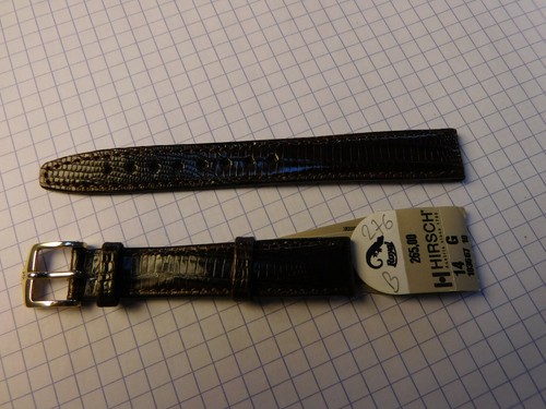 Bracelet De Montre Hirsch Reptile Royal Taille 14 - Noir - Neuf Avec Étiquettes - Modèle 265F