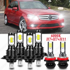For Mercedes Benz C300 C350 2008 2009 2010 LED Headlights Hi-Lo+Fog Light Bulbs