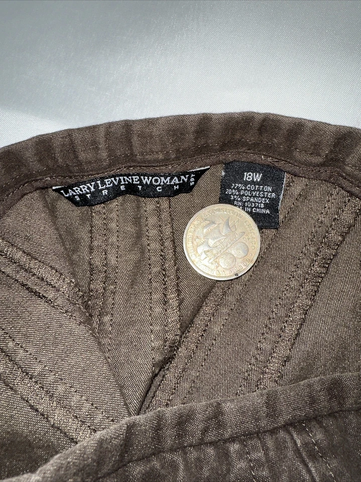 De segunda mano - Falda vaquera elástica línea A Larry Levine para mujer (talla 18W) Foto 4 de 4