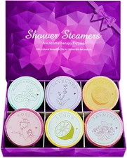 Shower Steamers Aromatherapy - Variety Pack of 6 Shower Bombs w/Essential Oils.