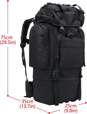65L Tactical Backpack with Rain Cover Waterproof Rucksack for Camping  Hiking Bag | eBay