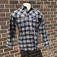 Vintage Levi s Blue Plaid Pearl Snap Western Rodeo Shirt Arrow Pockets Men s M