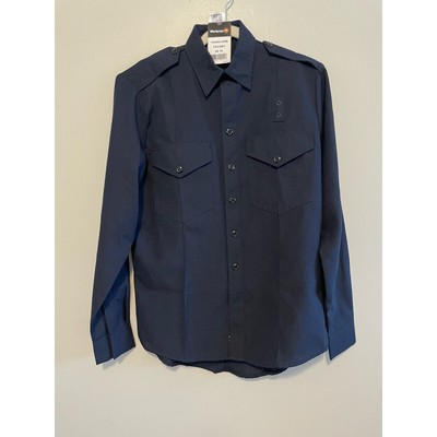 NWT Workrite Fire Service FR Shirt Men's Size 38 L Blue Long Sleeve Station Wear