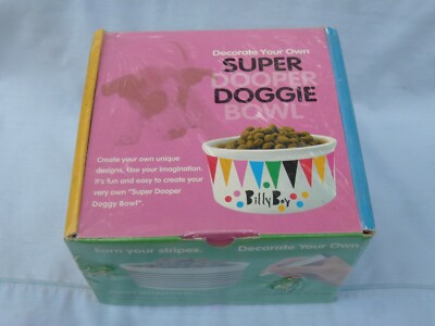 SUPER DOOPER DOGGIE BOWL ''Decorate Your Own'' DOG/PET FOOD BOWL New in Sealed Box