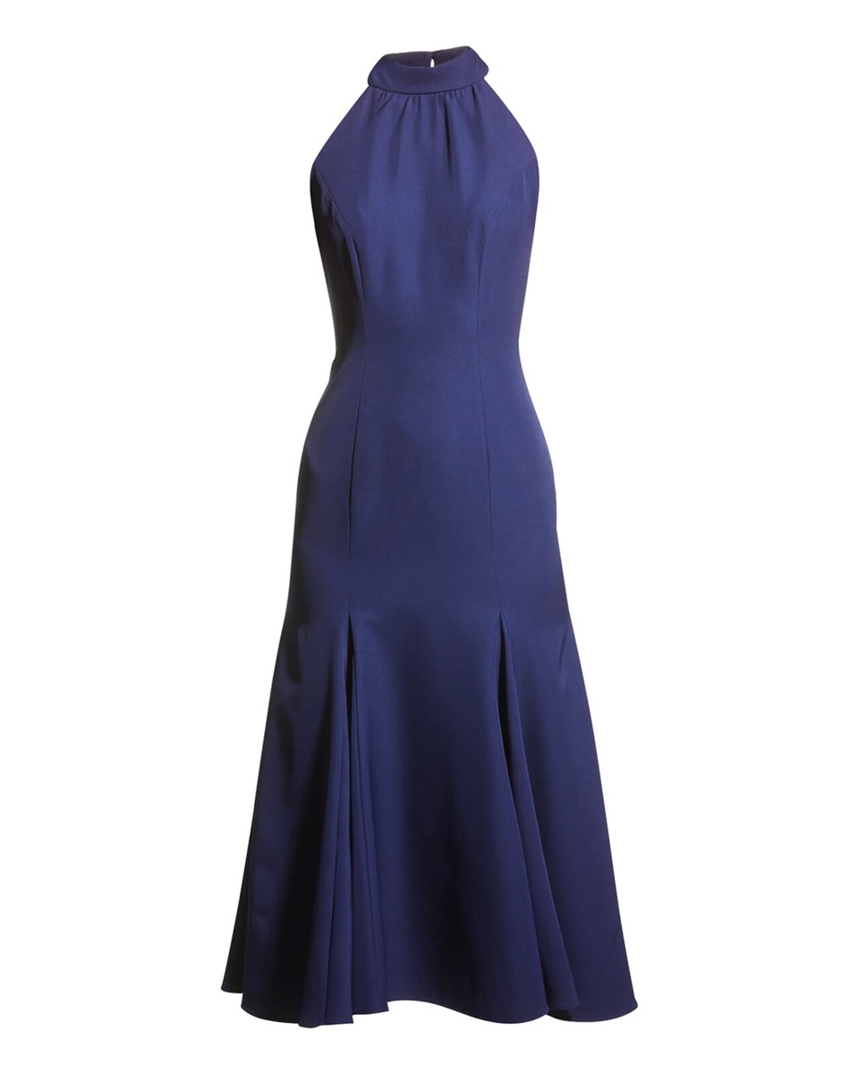 halter plus size wrap dress Plus Size Fitted Satin Halter Slit Gown by Ladivine CH079C