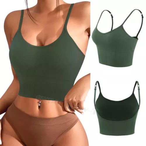 Women Strappy Sport Yoga Low U-Back Bralette Padded Bra Crop Top Cami Vest Tank - Bild 29 von 43