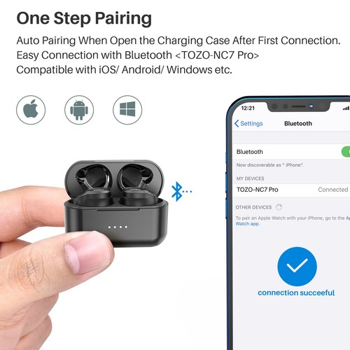 TOZO NC7 Pro Bluetooth 5.3 Earbuds 6 Mic Hybrid Active Noise Canceling Headphone - 第 7/9 張圖片
