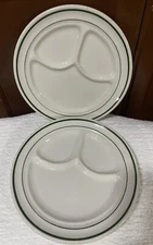 BUFFALO CHINA Restaurant Ware 9 1/2" Divided Grill Dinner Plate, Set of 2. VTG