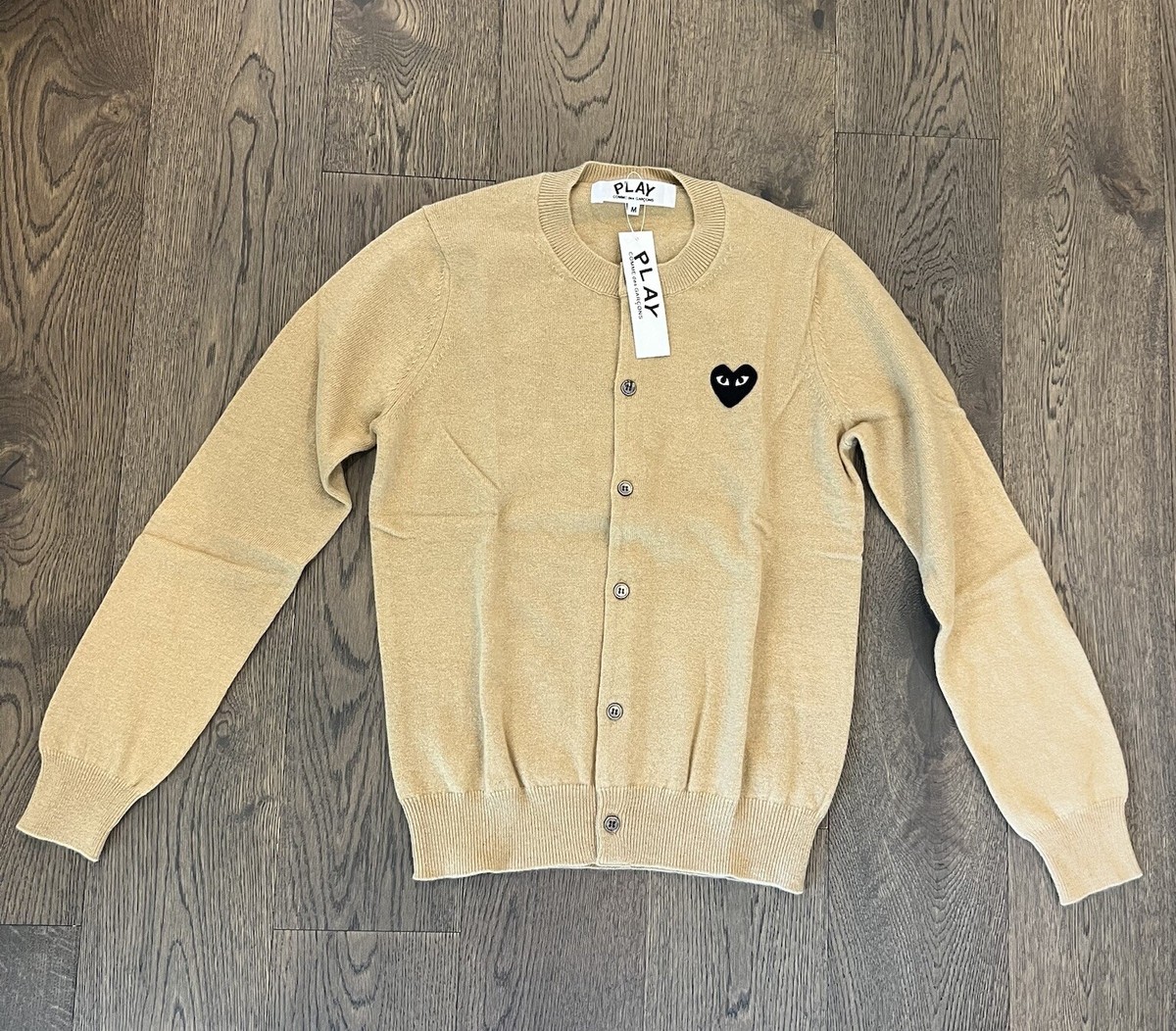 COMME DES GARCONS Play Black Heart Patch Button up Cardigan COMME DES GARCONS Play Black Heart Patch Button up Cardigan