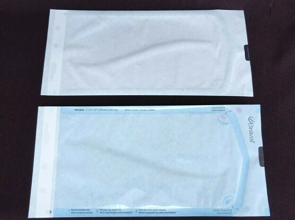 Braval Self Seal Sterilization Pouches 5 1/4" x 10" Qty 1 3 or 6 x