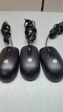 Lot of 3 Genuine HP USB Optical Mouse 672652-001 Black Wired - 2 Button Scroll