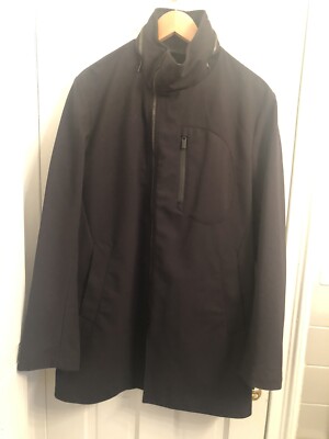 【美品】 ARMANI COLLEZIONI ウール アンコンジャケット L相当 ARMANI COLLEZIONI MEN'S BLACK WATER REPELLENT RAIN COAT