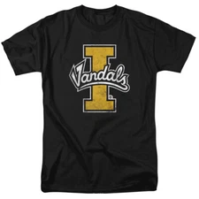 University of Idaho Adult T-Shirt Distressed Primary Logo, Black, S-5XL