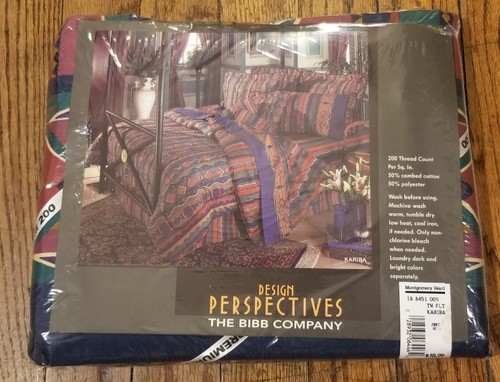 Montgomery Ward Kariba Twin Flat Sheet Only Aztec Southwestern Geometric Print  - Picture 1 of 2