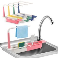 Sink Rack Telescopic Holder Expandable Storage Drain Kitchen Sponge Basket Tool