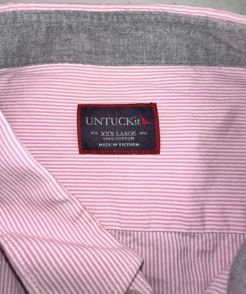 UNTUCKit Pink Striped Button Up Dress Shirt Men’s 3XL Untucked Fit - Image 2 of 4