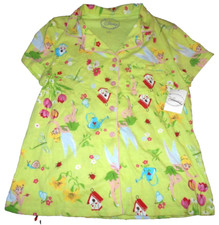 Disney's Tinker Bell Womens Medium Button Up Pajama Shirt