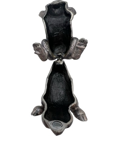 Pig Trinket Metal Enamel Grey Black Eyes Hinged Bottom Up Playful - Picture 7 of 7