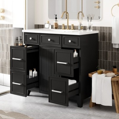 Long Lasting 36 in.Wx 34.3 in.H Bath Vanity Black Finish Vanity For Bathroom